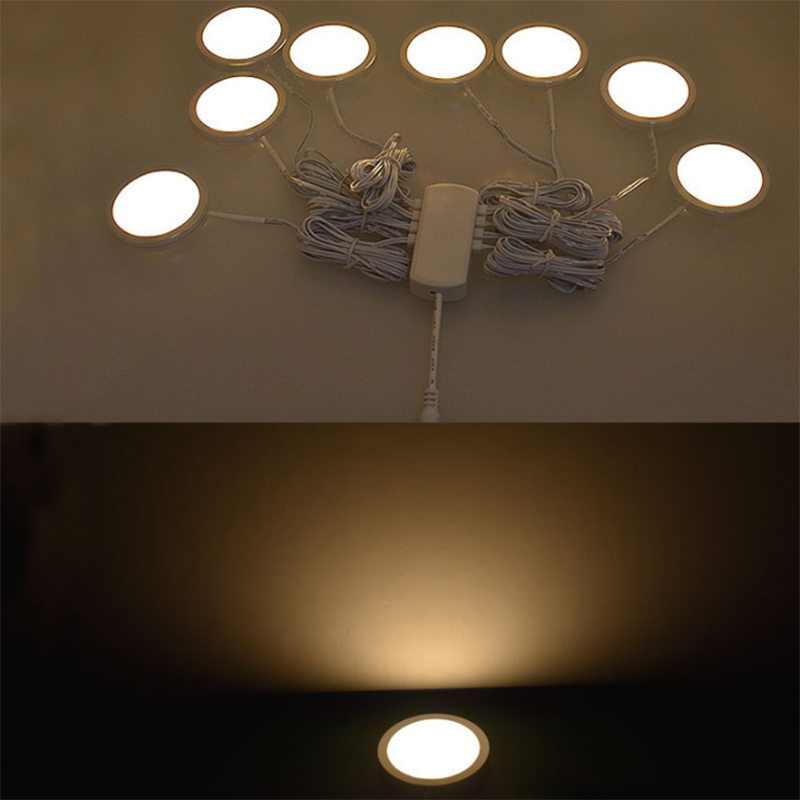 DC12V 8PCS RF Button Control White LED Under Cabinet Puck Lighting Kit - 3000K/6000K Optional - 2.5W/PCS DC12V 8PCS RF Button Control White LED Under Cabinet Puck Lighting Kit - 3000K/6000K Optional - 2.5W/PCS